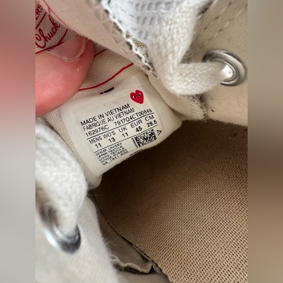 Comme des Garçons Play Converse Chuck 70 Low Multi Heart Khaki Green Size 11 CDG - Picture 14 of 14